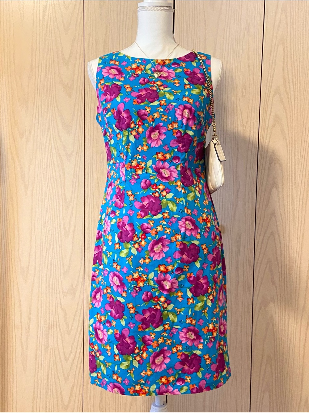 Vintage CDC Mini Dress Women’s 8 Blue + Multicolor Floral Cottage Fairy 90s 2000